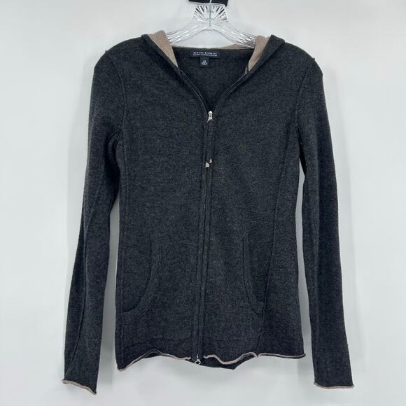 Banana Republic Cashmere Wool Zip Up Hoodie Gray Knit Sweater Jacket Womens XS - Picture 3 of 11